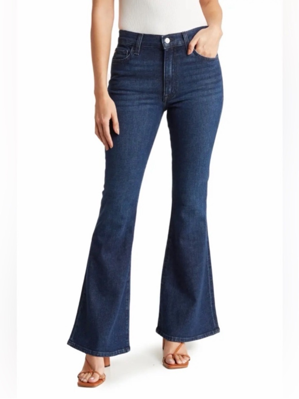 Hudson Heidi High Rise Flare Leg Jeans in Dark Blue Size 23